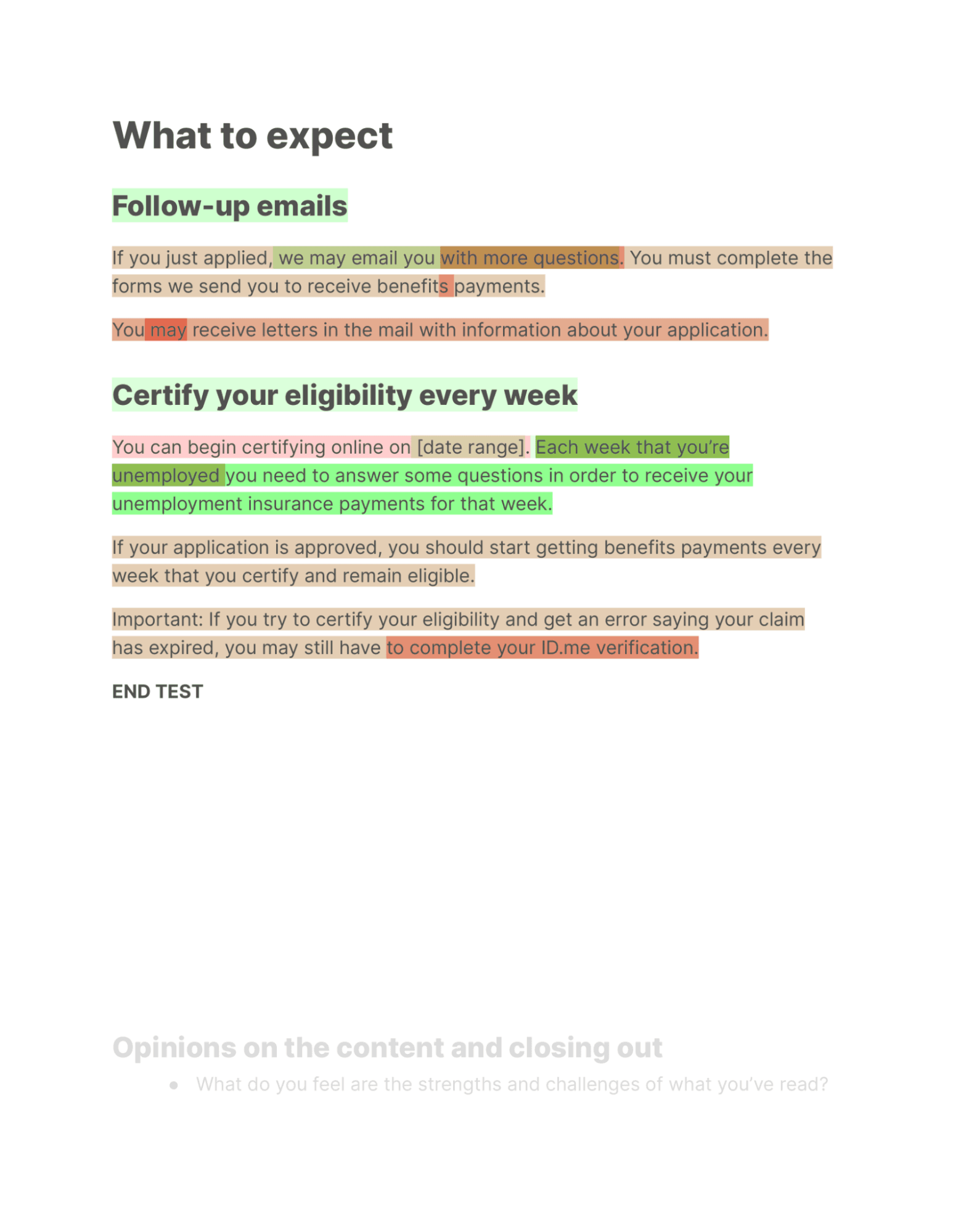 A screenshot of highlighter tests superimposed on one another to form a heat map of what’s working and what’s not. 