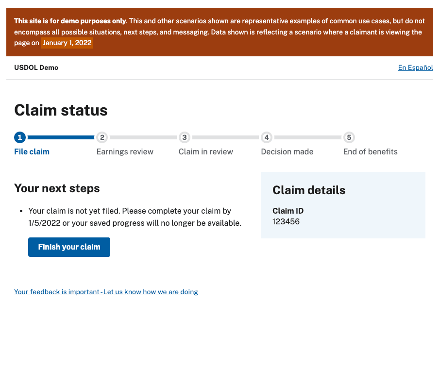 A screenshot of the coded prototype.